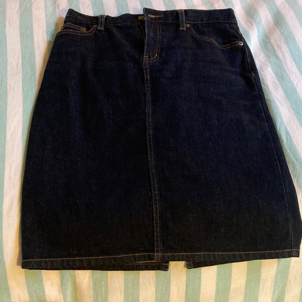 Ralph Dark Blue Denim Pencil Skirt top stitch accents  SMALL